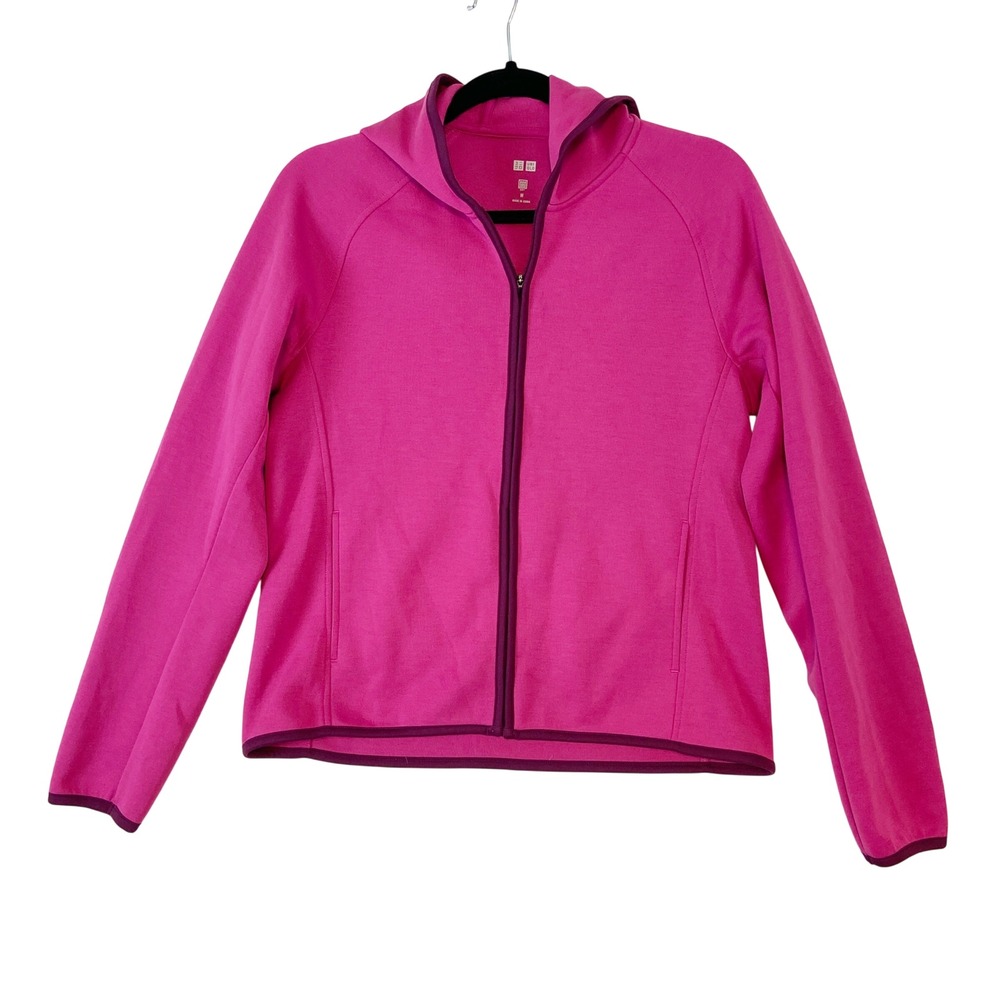 Uniqlo Pink Full Zip Hoodie Dry Tech Fleece Athletic Casual Women's M Athleisure